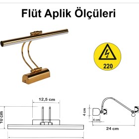 Resim Goes Flüt LED Aplik 50 cm 3200K Gün Işığı | Modern Duvar Aydınlatma | Enerji Tasarruflu Banyo, Tablo ve Çalışma Masası Lambası (Gold) 