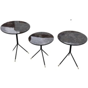 Resim Zigon Sehpa Glosmax Paris Model Yuvarlak Metal Transmisyon Çelik 
