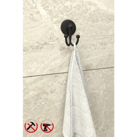 Resim Alper Banyo Lotus Siyah Bornoz Askılığı Havlu Asacağı Montajlı 