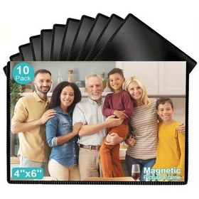 Resim Gaojunshop01 10 Parça Manyetik Fotoğraf Çerçevesi 4x6 İnç Süper Güçlü Buzdolabı Mıknatıslı Pvc 