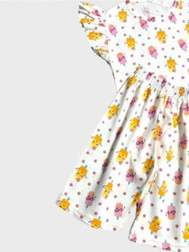 Resim Aliş Kids Kız Çocuk Pamuklu Beyaz Çiçek Desenli Kolları Fırfırlı Kısa Kollu Şortlu Yazlık Pijama Takımı Beyaz Sarı 