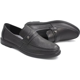 Resim Prego Showmen Hakiki Deri Poli Hafif Taban Günlük Comfort Erkek Ayakkabı Siyah Siyah 