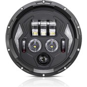 Resim Ximistore9 R8 7 İnç Led Far: Beyaz Uzun-yakın, Kehribar Sinyal, Kırmızı Şeytan Gözü, H4-h13 Adaptörlü Siyah 