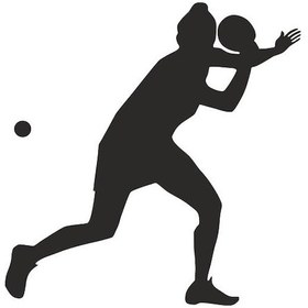 Resim Tenis Oynayan Kadın Folyo Sticker 80cm Uzunluk Siyah 