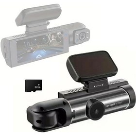 Resim Samdoo Araç Kamerası 1080p Çift Lensli, Gece Görüşlü, Dokunmatik Ekran, Çarpma Kilitli, 32gb Kart Dahil 