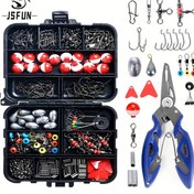 Resim 264 parçalık Paslanmaz Çelik Balıkçılık Malzeme Seti, Pense, Jig Kancaları, Kurşunlar, Dönerler, Çıtçıtlar, Kurşun Kaydırakları - Dayanıklı ABS Malzeme Kutusu, Çok İşlevli Pense, Ayrı Izgaralar, Şeffaf Kapak 