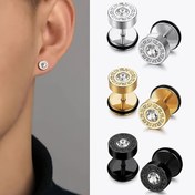 Resim Erkekler için 2 Adet Paslanmaz Çelik Yuvarlak Barbell Küpe, Hip-hop Punk Tarzı Piercing Küpeler, Çift Aksesuarları 