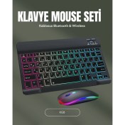 Resim Rgb Aydınlatmalı Şarjlı Kablosuz Klavye ve Mouse Seti – Modern ve Kompakt Tasarım 