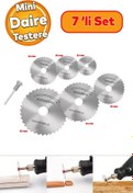 Resim Badem10 Gravür Mini Dremel Daire Testere Seti Kesme Rötüş Çelik Plastik Ahşap Kesim Hassas Kesi 7 'li Set 