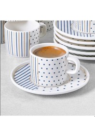 Resim Güral Porselen Mental 12 Parça Kahve Fincan Takımı Lacivert 65481 