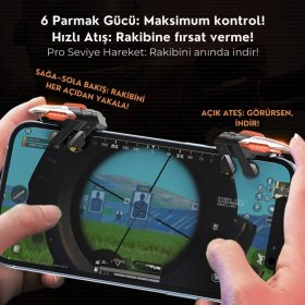 Resim Coofbe Profesyonel Yüksek Hassasiyetli Telefon Tetik Mobil Oyun Tetik Aparatı 4 Buton Nişan ve Tetik Tuşu 