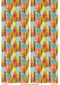 Resim Renkli Ağaç Desenli Süet Oturma Odası Salon Fon Perde Baskılı Ekstrafor Büzgü 2 Kanat Prd-1090 Çok Renkli 