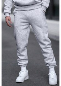 Resim Gri Unısex Regular/normal Kesim Paçası Lastikli İçi Polar/sıcak Tutan Eşofman Altı Gri 