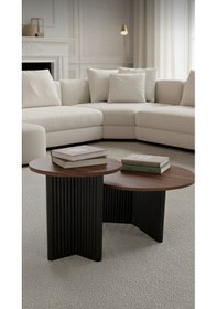 Resim Most Wooden 2'li Set Orta Sehpa %100 Mdf Aytaşı Kahverengi - Siyah 