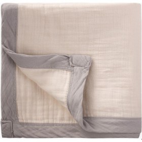 Resim Cigit Kalın Biyeli Çift Kat Ham Battaniye 85x90 Cm Ham Gri Krem 