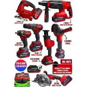 Resim Retools 7'li Set Kırmızı ( Dekupaj+Daire Testere+Tilki Kuyruğu) 