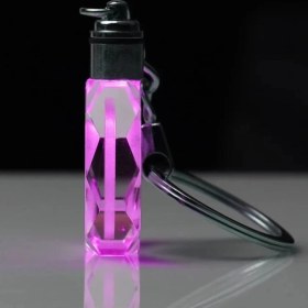 Resim LED Işıklı 3D Kristal Arabanahtarlık ve Yedek Pil Hediye 