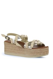 Resim Bueno Shoes Sarı Parlak Deri Kadın Dolgu Topuklu Sandalet 01wu6119 