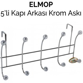 Resim ELMOP 5'li Krom Kapı Arkası Askı 