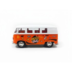 Resim ZİVENTA Turuncu Minibüs 10 Cm Metal Oyuncak Klasik Woswos Çek Bırak Minibüs Açılabilir Kapılı Diecast Model 