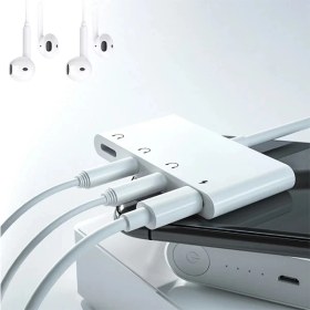 Resim Ally Iphone 14-13-12-11 4in1 Otg Ses Adaptörü Çift Dc 3.5mm JACK-(5775) 