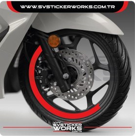 Resim Honda Pcx Jant Kaplama Motosiklet Jant Kaplama Şeridi 13-14 İnch Uyumlu Pcx Tüm Yıllar Kırmızı Renk 