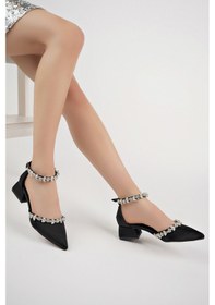 Resim Bulutmod Ba04490 Siyah S Kadın Ön Bilek Taşlı Abiye Kısa Klasik T Saten - Siyah 