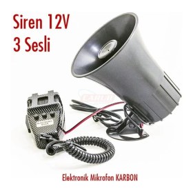 Resim Solveks Siren 3 Sesli Elektronik Mikrofonlu Net Oto Aksesuar Premium 