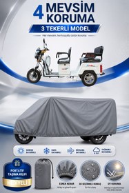 Resim Motobros Motosiklet Brandası FALCON FAMILY 8000 3 Tekerlekli Elektrikli Araç Brandası Gri 4 Mevsim Su Geçirmez UV Korumalı 