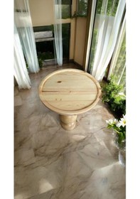 Resim Wood Ahşap Tekli Fitilli Mantar Yan Sehpa Modern Fiskos / Naturel Renk / Zigon Sehpa Vernikli Naturel 