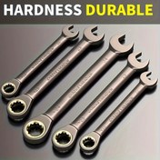 Resim 1 adet 6-24mm İki Yönlü Ratchet Anahtar, Yüksek Torklu Ayarlanabilir Anahtar, Torx Açık Uçlu Çift Amaçlı Anahtar, Krom Vanadyum ile Evrensel Açık Halka Kombinasyon Anahtarı, 72 Dişli, Uzatılmış ve Kalınlaştırılmış Dişli Anahtar, İş Gücünden Tasarruflu Endüstriyel Anahtar 