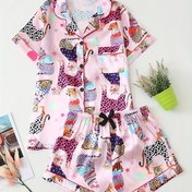 Resim Leopard Baskılı Kısa Kollu ve Şortlu Pijama Takımı Gençler İçin 