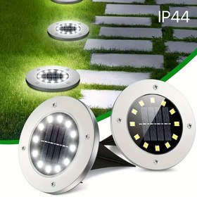 Resim Güneş Enerjili Dış Mekan Yer Lambası 12LED Gömme Işık Paslanmaz Çelik Kabuklu Dış Aydınlatma Dekoratif Peyzaj Işığı Güneş Bahçe Lambası Avlu, Bahçe Yolu Yol G 