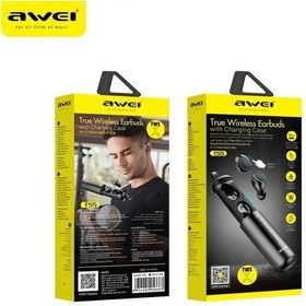 Resim Siyah T55 Awei T55 Kablosuz Bluetooth Kulaklık Mic Kablosuz Kulaklık Kulak İçi Tws Kulakiçi Su Geçirmez Ipx4 Spor Oyun Kulaklığı 