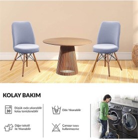 Resim Yıkanabilir Streç Lastikli Likralı Oval Sandalye Kılıfı - Yuvarlak Sandalye Örtüsü Gri-rengi Kemik 