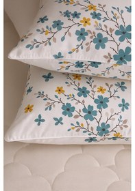 Resim Kelebek Turkuaz Desenli 2 Li Yastık Kılıfı Pamuklu Kumaş Fermuarlı Turkuaz 