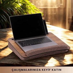 Resim Vigo Wood-LS013 Minderli Laptop Sehpası (Ceviz) 