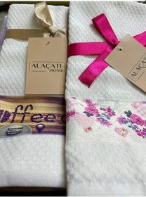 Resim Nivemeshome 2 Li Fuşya-beyaz Asorti Model Mutfak Havlusu 
