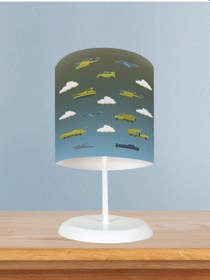 Resim Mekta Home Bebek Ve Çocuk Odası Askeri Araç Ve Seksek Desenli Abajur 