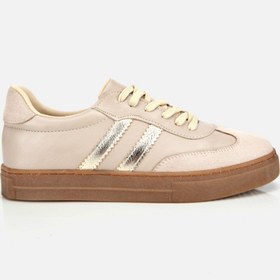 Resim Yaya by Hotiç Kadın Bej Altın Detaylı Rahat Spor Ayakkabı 
