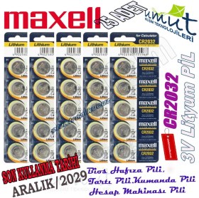 Resim Maxell 3v Tartı Terazi Baskül Kumanda Hafıza Pili 25 Adet 2032 Tip 3 Volt Lityum Düğme Pil Lithium Pil 3v 