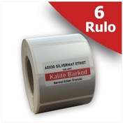 Resim 60x30 Silvermat Etiket | 6 Rulo Metalize Demirbaş Etiketi 