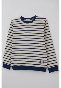 Resim Breeze Erkek Çocuk Sweatshirt Arma Detaylı 4-10 Yaş, Ekru 