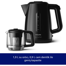 Resim Philips Daily Collection Çay Makinesi, 1700W, 1,9 Lt Su Isıtıcısı, Otomatik Sıcak Tutma, Cam Demlik, HD7301/00 