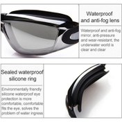 Resim Dm Yüzme Şapkalı Hd Su Geçirmez Sis Geçirmez Yüzme Gözlüğü Siyah Çok Renkli 