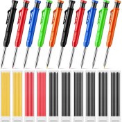 Resim 10 Pcs 60 Pc ile Katı Carpenter Kalemleri Doldurma Uzun Burası Derin Delik Mekanik Kalem Işareti Yapı Kalemleri (Yurt Dışından) 