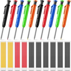 Resim 10 Pcs 60 Pc ile Katı Carpenter Kalemleri Doldurma Uzun Burası Derin Delik Mekanik Kalem Işareti Yapı Kalemleri (Yurt Dışından) 