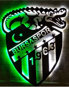 Resim Bursaspor Ledli Duvar Süsü Mdf Tablo Duvar Aksesuarı Ahşap Tablo 