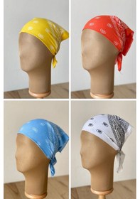 Resim Pamuklu Klasik Desen Unisex 4lü Bandana Seti Renkli Bandana Etnik Desenli A Kalite Bandana Açık Gri 