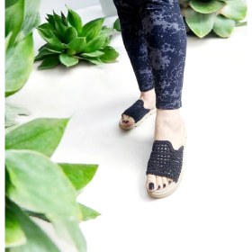 Resim Kadın Güpür Kumaş Esnek Rahat Kalıp Ev ve Dışarı Terliği 